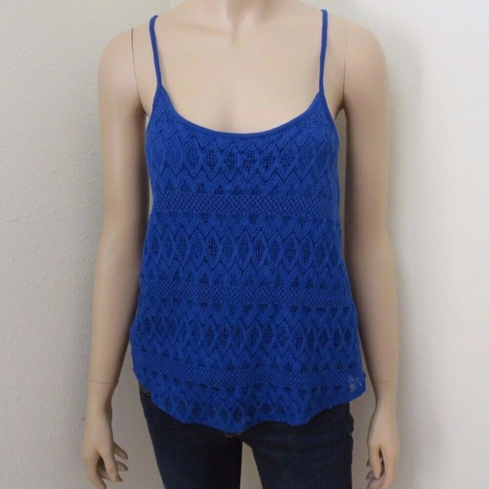 Hollister Womens Lace Crochet Tank Top Size XS Cami Royal Blue Shirt